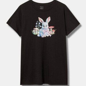 Torrid NWT size 00 Medium/Large Cottagecore bunny rabbit cute graphic shirt tee